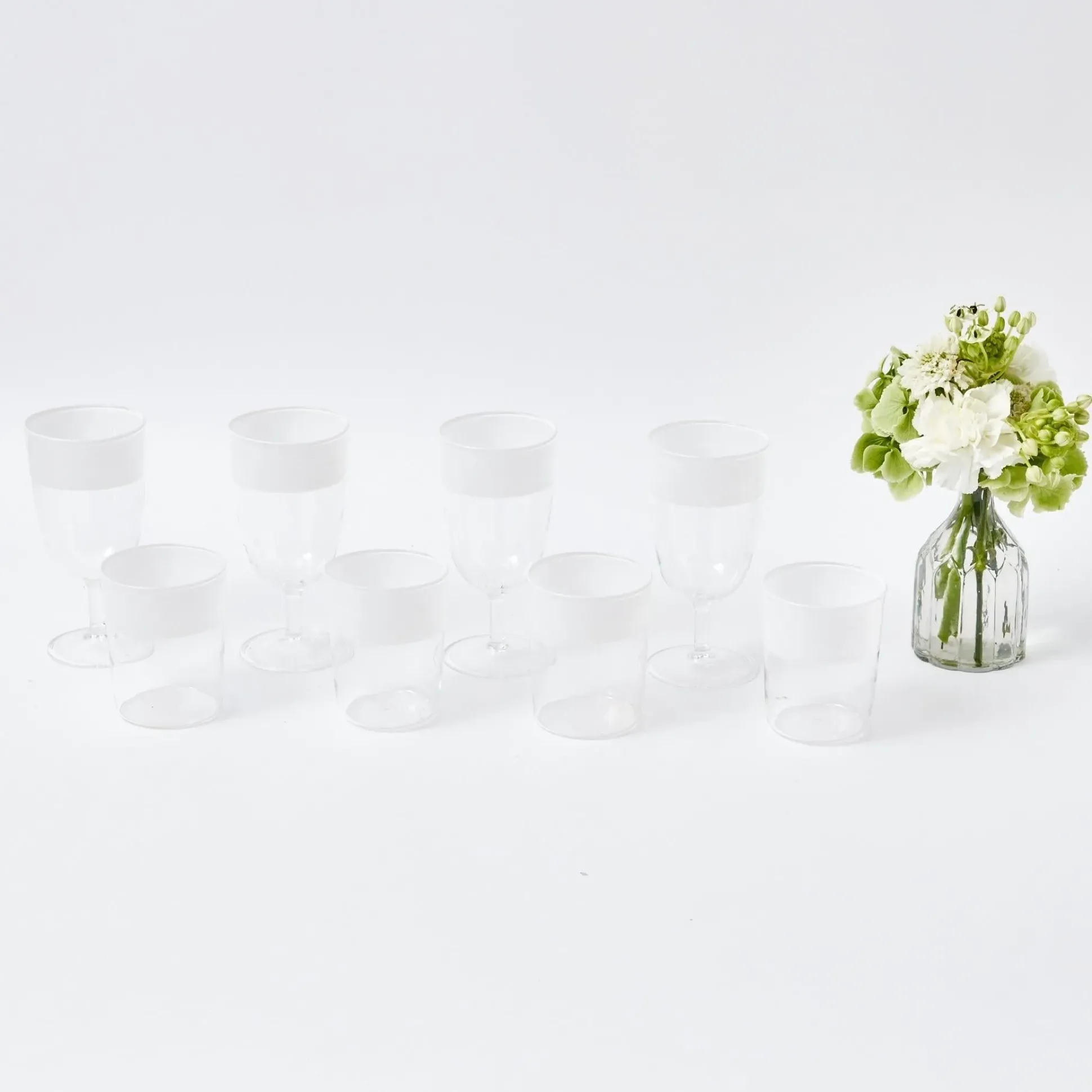 White Ribbon Water & Wine Glassware Set