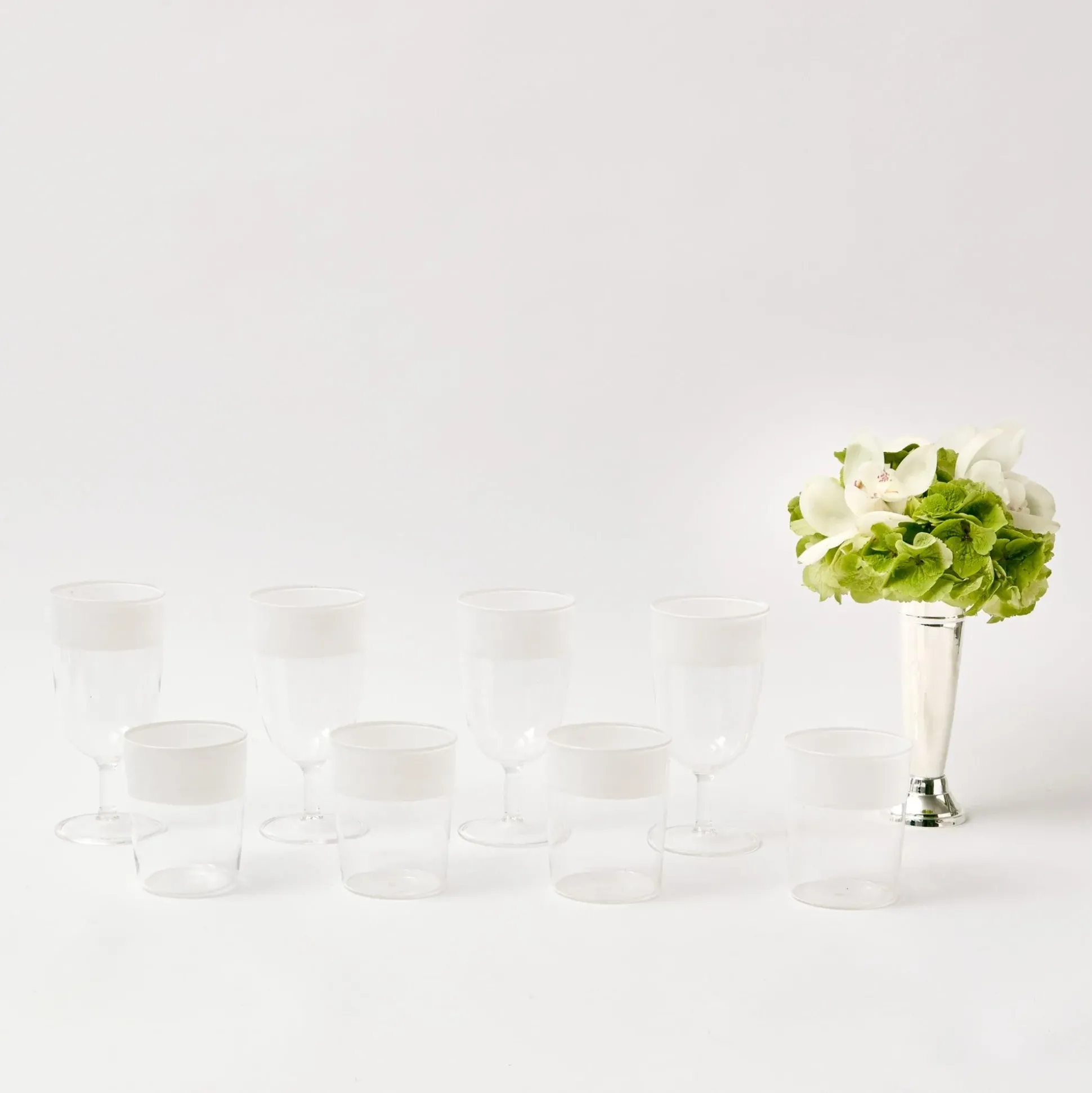 White Ribbon Water & Wine Glassware Set
