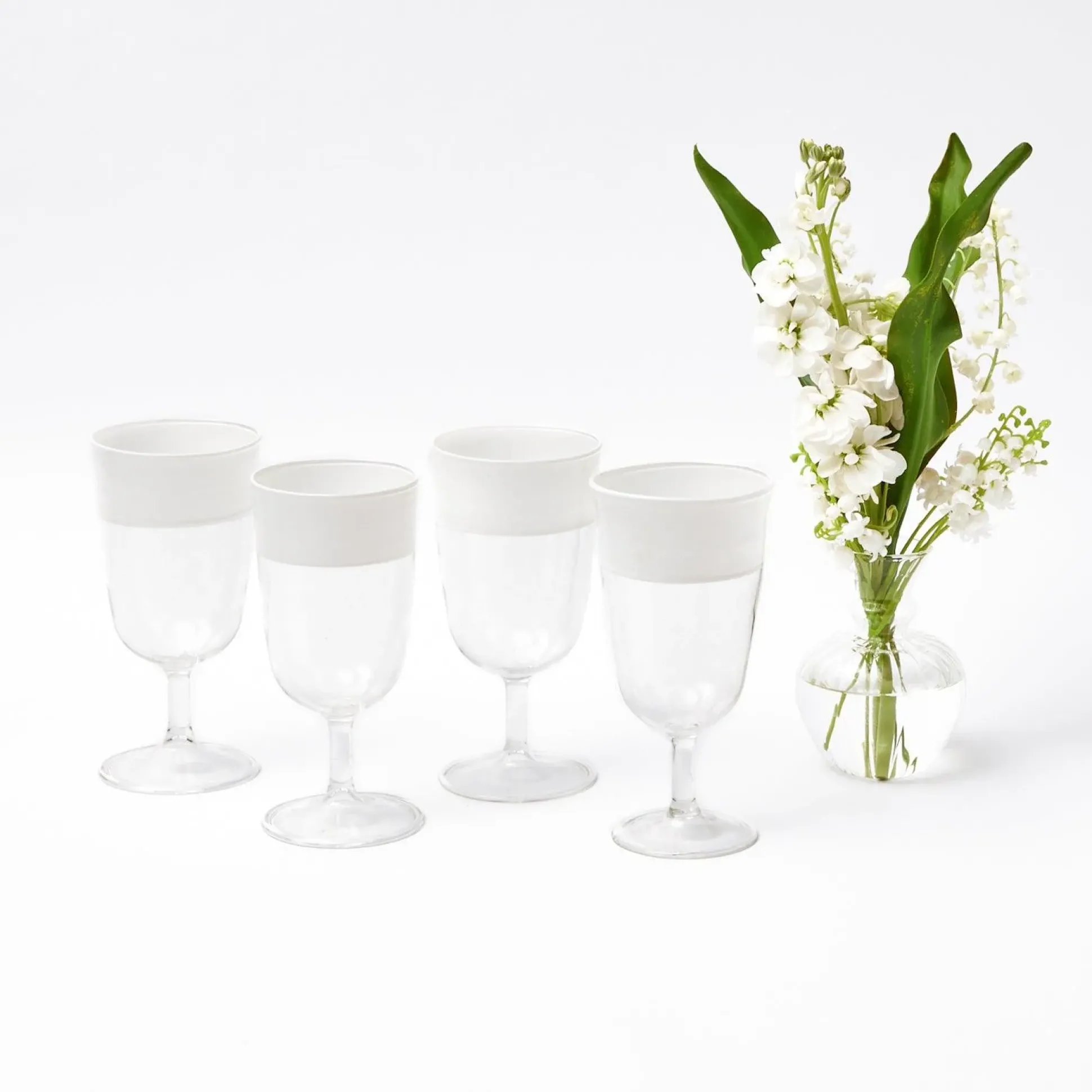 White Ribbon Wine Glasses (Set Of 4)