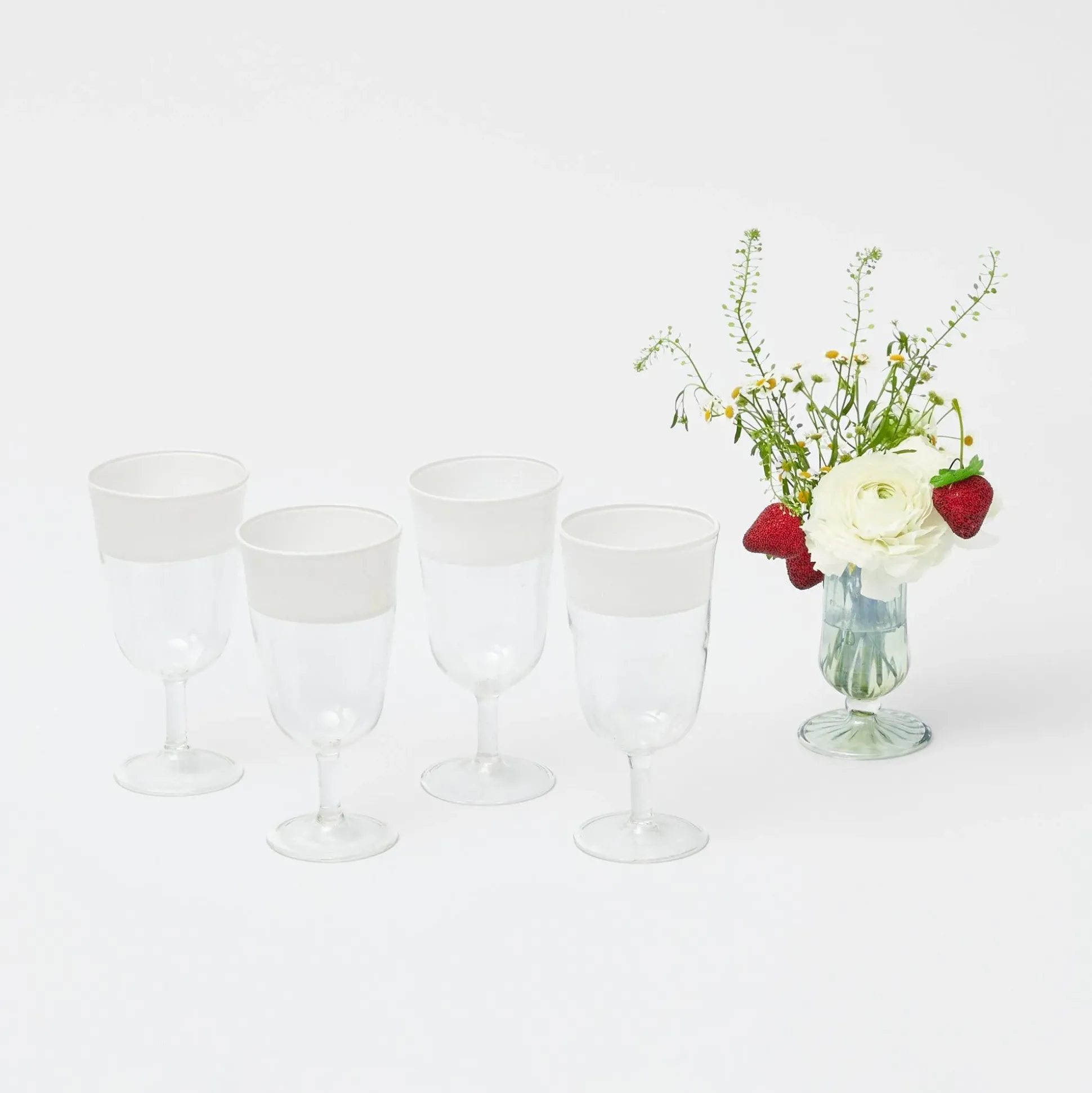 White Ribbon Wine Glasses (Set Of 4)