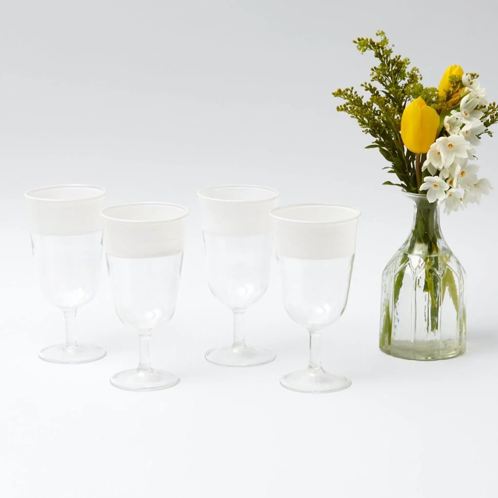 White Ribbon Wine Glasses (Set Of 4)