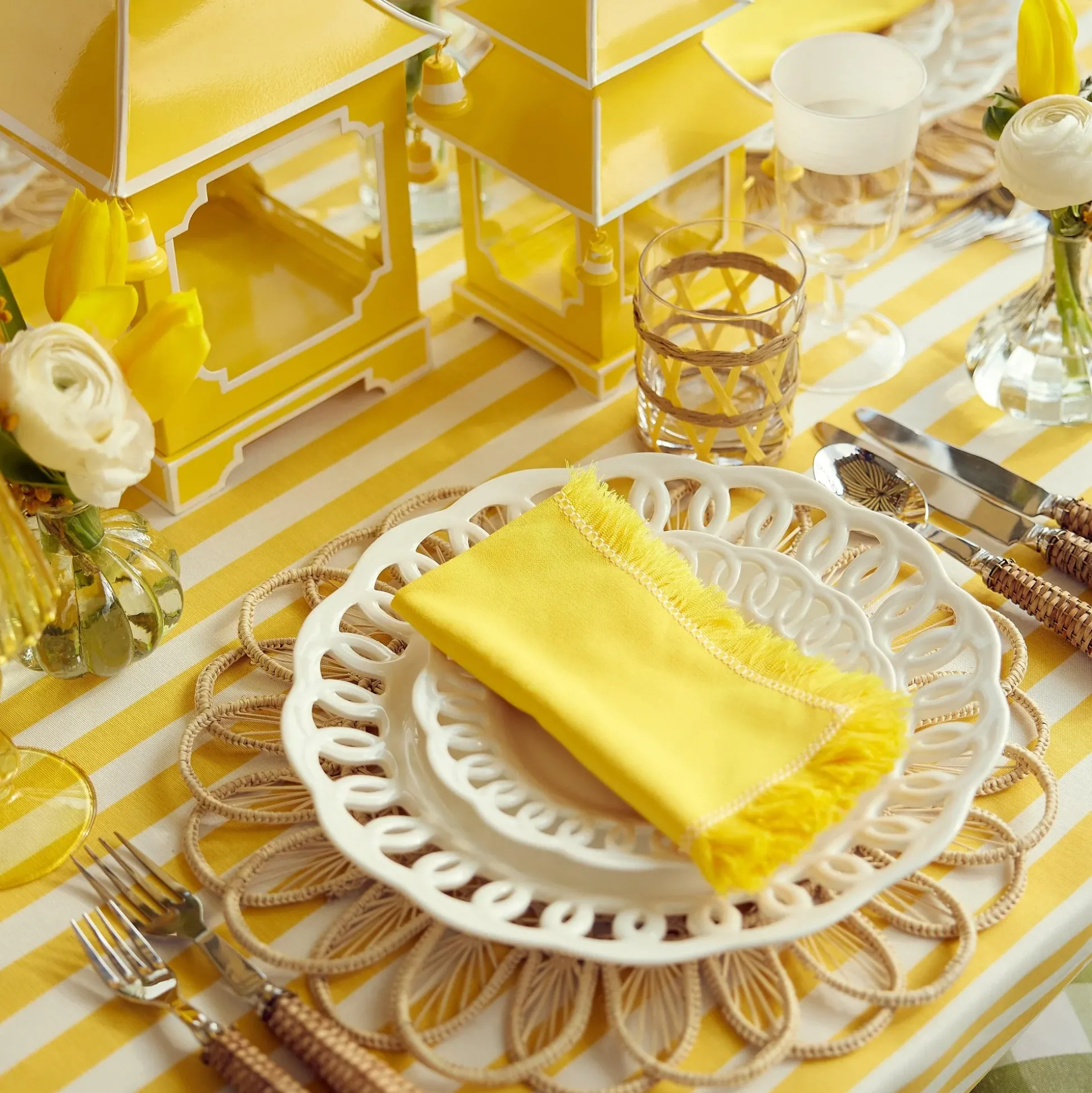 White Ribbon Wine Glasses (Set Of 4)