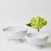 White Scalloped Rattan Bowl (Medium)