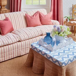 White Scalloped Rattan Breakfast Tray