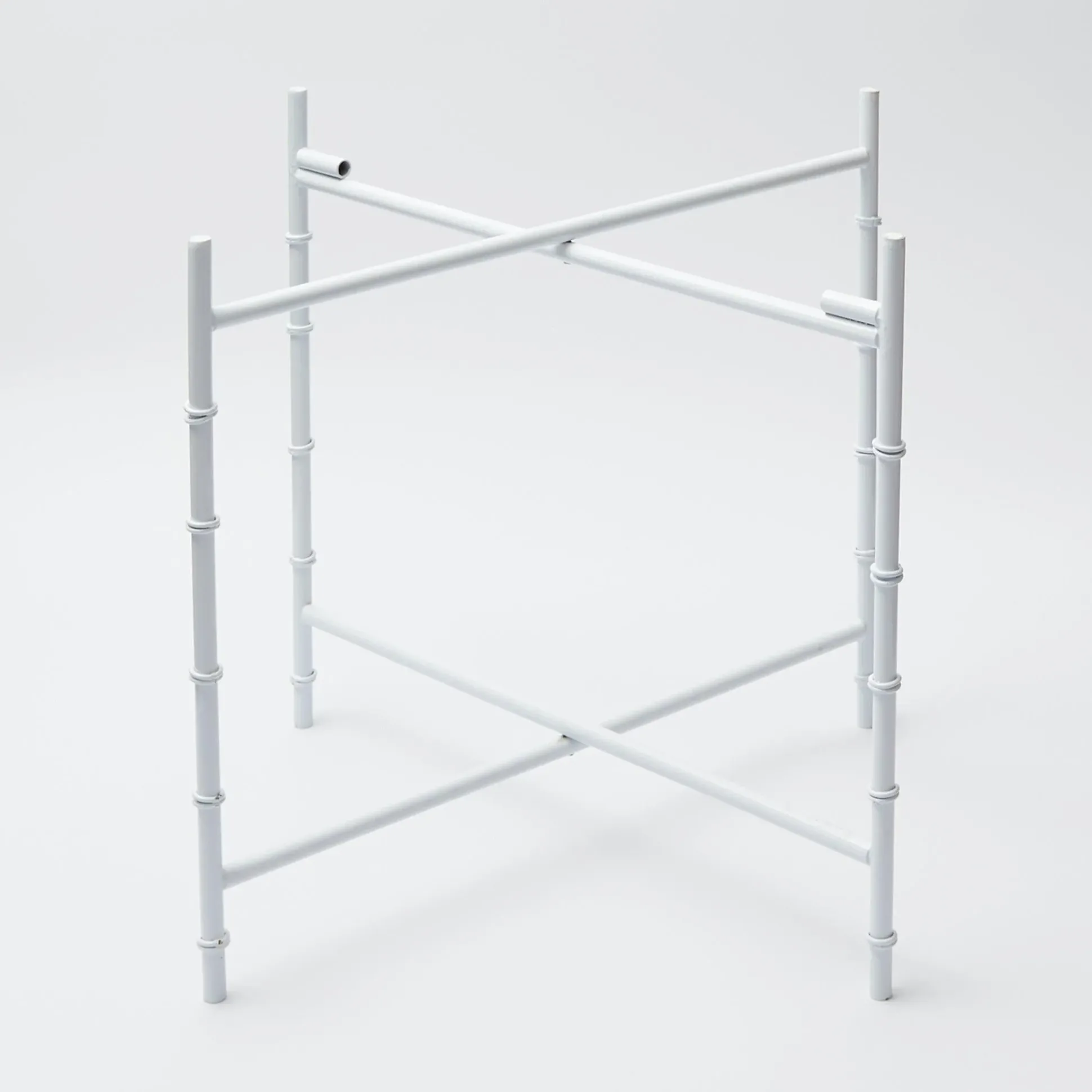 White Scalloped Rattan Tray With Stand