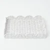 White Small Scalloped Rattan Tray