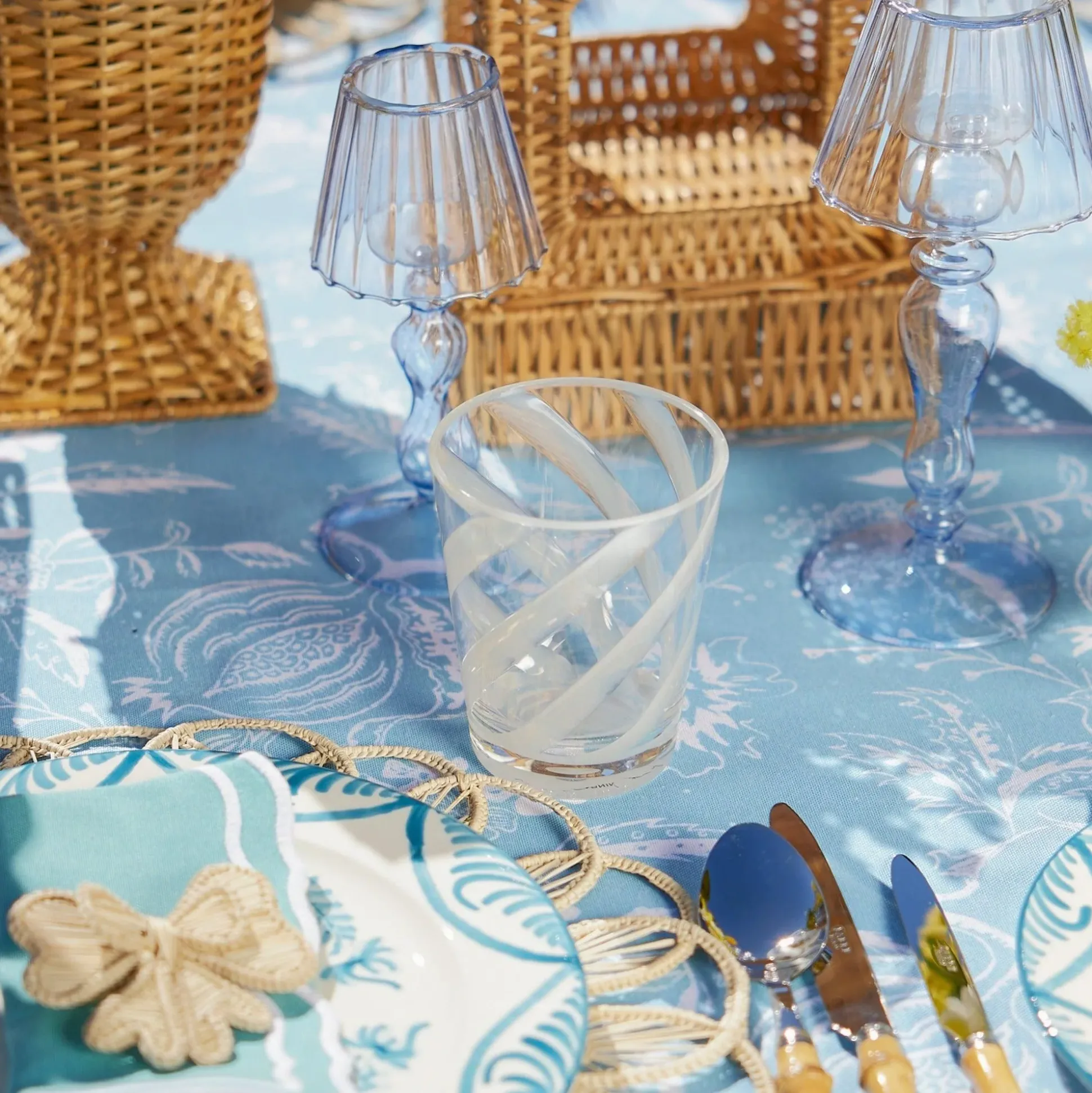 White Swirl Outdoor Glasses (Set Of 6)