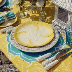 Yellow Capri Lettuce Dinner & Starter Plates (Set Of 8)