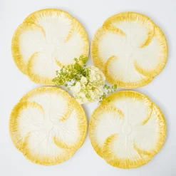 Yellow Capri Lettuce Dinner Plates (Set Of 4)
