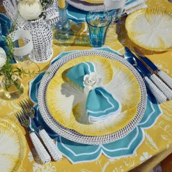 Yellow Capri Lettuce Dinner Plates (Set Of 4)