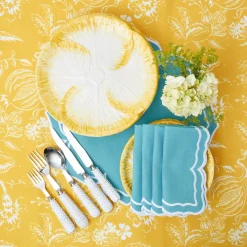 Yellow Capri Lettuce Dinner Plates (Set Of 4)