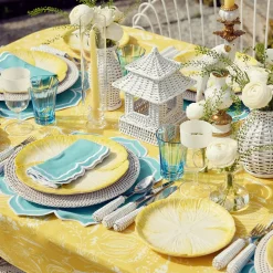 Yellow Capri Lettuce Dinner & Starter Plates (Set Of 8)