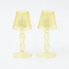 Yellow Glass Lantern Tea Light Holder (Pair) - 18Cm