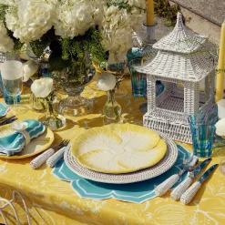 Yellow Melograno & Fleur Turquoise Linen Set