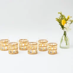 Yellow Raffia Water Glasses (Set Of 6)
