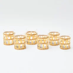 Yellow Raffia Water Glasses (Set Of 6)
